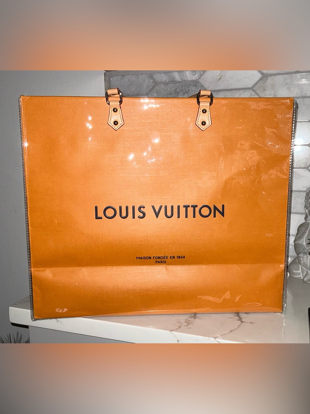 Louis Vuitton Large Paper Shopping Bag W/PVC Protector